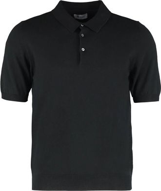 THE (ALPHABET) Katoenen poloshirt met korte mouwen - Heren - Polos - Zwart - 2XL - Katoen - Tops