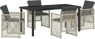 vidaXL Garden Dining Set 5 pcs Light Grey Poly Rattan Vidaxl