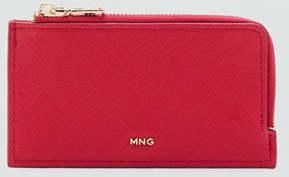 Mango Portacarte effetto Saffiano zip rosso - Donna - Taglia unica - MANGO