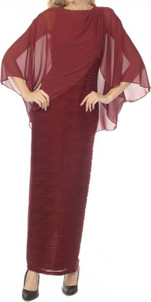 Joseph Ribkoff Chiffon Overlay Ruched Maxi Evening Dress In Merlot