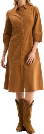 Tyler B&ouml;e Corduroy Midi Dress In Leather Brown