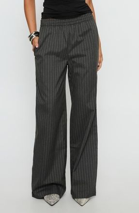 Princess Polly Jaysa Pinstripe Baggy Wide Leg Pants in Grey Pinstripe at Nordstrom, Size 2