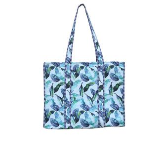 Generic Quilted Cotton Tote Bag for Women - Tropical Print Shoulder Bag, Lightweight Travel & Beach Shopping Bag, Reusable Everyday Carry Bag