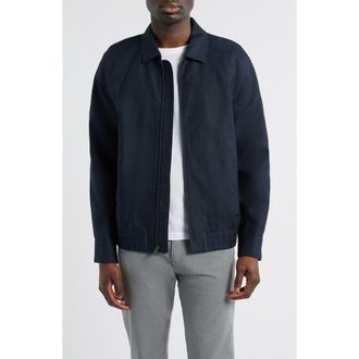 Nordstrom Linen Harrington Jacket in Navy Sapphire - Black at Nordstrom, Size Xx-Large