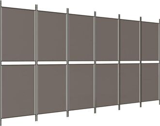 vidaXL Biombo Divisor De 6 Paneles De Tela Gris Antracita 300x200 Cm Vidaxl