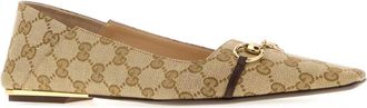 Gucci Womens Vittoria Flat Beige Fabric