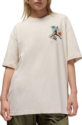 Nike Jordan Flight Oversize Floral Cotton Graphic T-Shirt in Light Ore Wood Brown at Nordstrom, Size X-Large