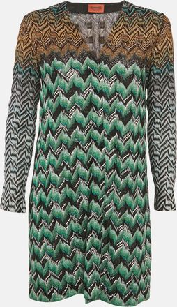Missoni Multicolored Zig Zag Lurex Knit Button Front Cardigan