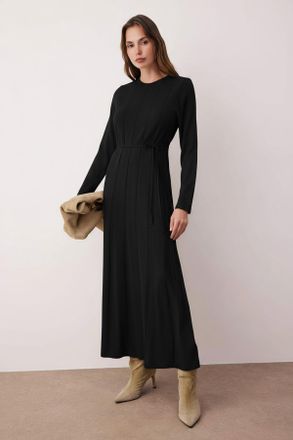 Trendyol Modest Dames Zwart Effen Maxi Lang Casual A-lijn Modest Jurken