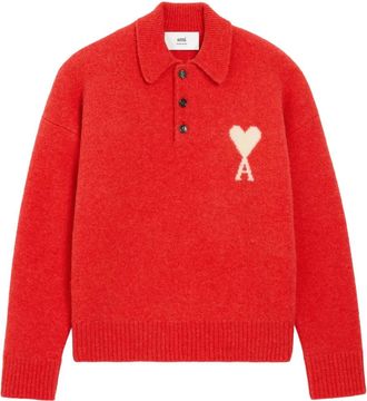 Ami Ami de Coeur polotrui met intarsia - Rood