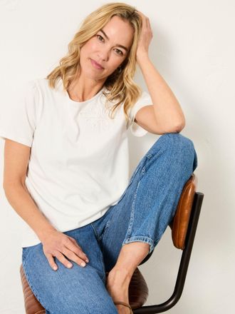 Fat Face FatFace Freya White Applique T Shirt