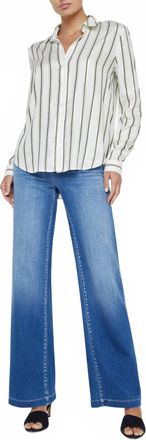 L'agence Holly Long Sleeve Blouse In Striped