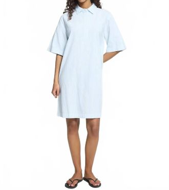 Ichi Classic Collar Shirt Dress In Light Blue Stripe