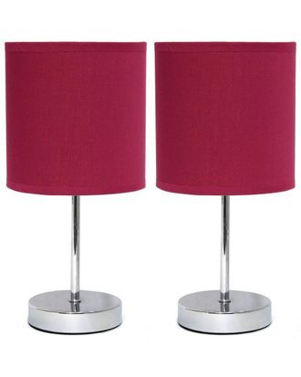 Lalia Home Chrome Mini Basic Table Lamp With Fabric Shade 2pk Set