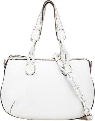 Loewe Pre-owned Handbags, female, White, Size: ONE SIZE Pre-owned Leather 2way Shoulder Bag