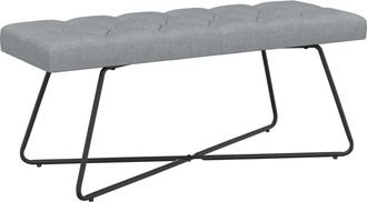 vidaXL Banco Con Tapicer&iacute;a Con Botones Gris Claro 110 X 40 X 46 Cm Vidaxl