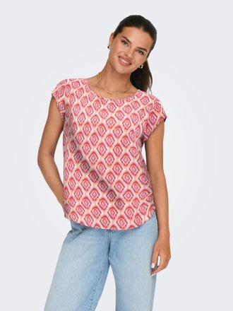 Only Shirtbluse ONLY ONLVIC S/S AOP TOP NOOS PTM, Damen, Gr. 34, equestrian rot aop:warm tiles, Web, Obermaterial: 97% Polyester, 3% Elasthan, bedruckt, re