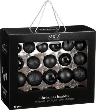 MiCa Decorations Bola de navidad glass baubles negro h7xb7xl7cm