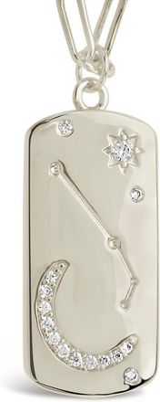 Sterling Forever CZ Constellation Dog Tag Pendant Necklace