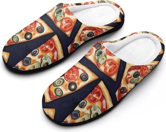 Generic Pizza Slices Fashion Cotton Slippers for Women Memory Foam House Slippers Non-Slip House Bedroom Shoes