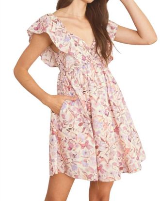 Entro Floral Mini Dress In Mauve