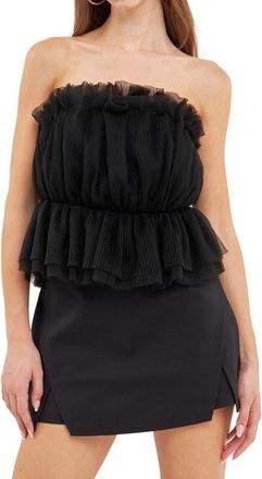 endless rose Strapless Tulle Peplum Top in Black at Nordstrom Rack, Size X-Small