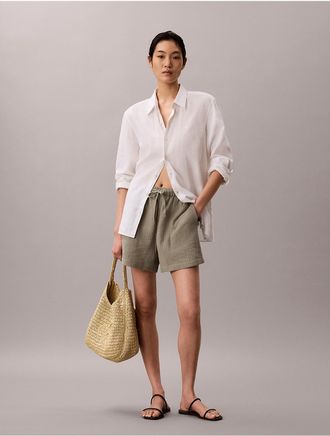 Calvin Klein Jeans Calvin Klein Womens Double Gauze Pull-On Shorts - Dark Beige - XL