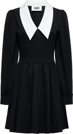Silvian Heach Jurk met kraag en wijde rok - Dames - Korte kleedjes - Zwart - XS - Polyester - Kleedjes