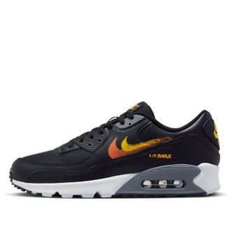 Nike Air Max 90 Spray Paint Swoosh - Black Gold Orange FJ4229-001