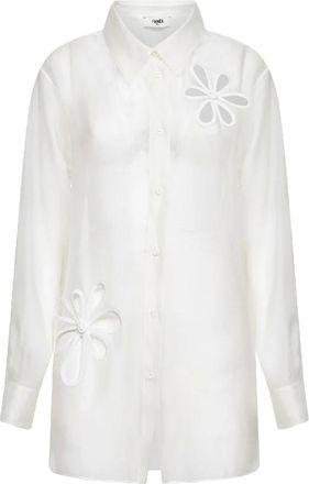 Fendi Shirts, female, White, Size: XS Silk Organza Shirt