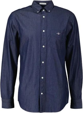 GANT Indigo Button-Down Overhemd - Heren - Spijkeroverhemden - Blauw - S - Overhemden