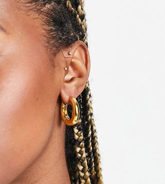 Asos 14k gold plated 20mm hinge hoop earrings