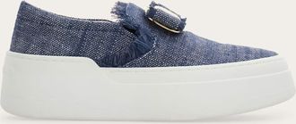 Ferragamo Women New Vara plate slip on Blue Size 10.5