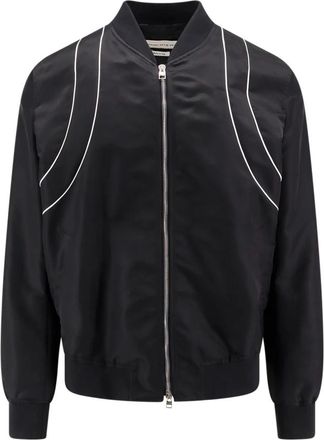 Alexander McQueen Nylon jack met contrastdetail - Heren - Bomber jackets - Zwart - M - Nylon - Jassen
