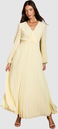 Coast Pleated Wrap V-Neck Maxi Dress in Lemon at Nordstrom, Size 10