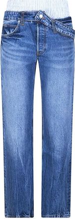 Alexander Wang Pre Styled Slim Boxer En Jeans Met Lage Taille - Dames - Regular Fit Jeans - Blauw - W26 - Jeans