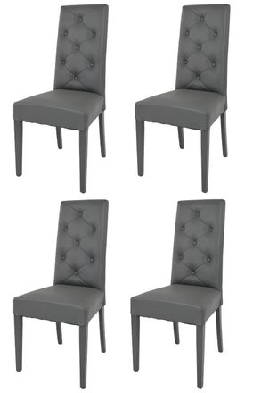 Tommychairs Tommychairs 4 Sillas Chantal En Haya, Asiento En Polipiel Gris Oscuro
