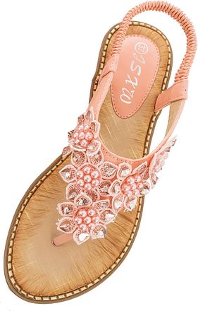 Generic Womens Shoes Blue Womens Spring and Pearls Bohemian Style Flat Sandals Womens Shoes Elegant Black with Heel, RD2, 8.5 UK