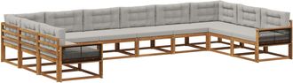 vidaXL Conjunto De Sof&aacute;s De Exterior 10 Uds. Natural Y Gris Claro Vidaxl