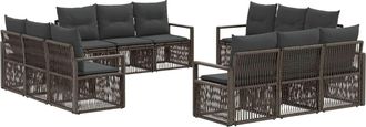 vidaXL Conjunto De Sof&aacute;s De Jard&iacute;n 12 Uds. Gris Rat&aacute;n Sint&eacute;tico Vidaxl
