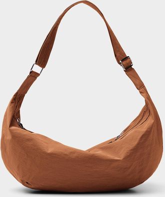 Simons Womens Crinkled fabric XL half-moon bag