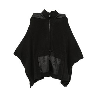 Twinset Gebreide Poncho met Capuchon - Dames - Jassen - Zwart - Maat: ONE Size