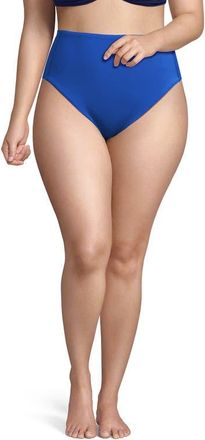 Lands End Tugless QuickDry High Waisted High Leg Bikini Bottoms in Bright Cobalt Blue at Nordstrom, Size 18W
