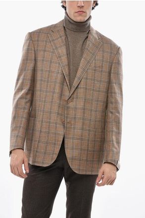Corneliani Wool Blend ACADEMY SOFT Single Breasted Blazer With Checkere size 56