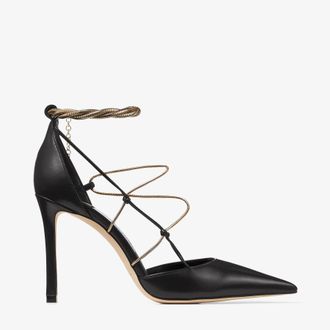Jimmy Choo London Olesia 95Mm Black Leather Pumps, Brand Size 35 ( US Size 5 )