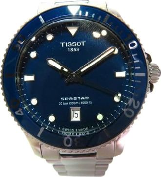 Tissot Pre-owned Watches, male, Blue, Size: ONE SIZE Pre-owned Seastar Stainless Steel Watch