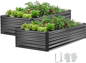 OEM Cama Elevada De Jard&iacute;n 203x102x46 Cm Rectangular, Arriate De Jard&iacute;n De Metal Con Base Abierta, Para Cultivo De Flores Plantas Con Accesorios Para Terr