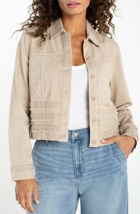Liverpool L.A. Twill Fringe Jacket in Safari Sand at Nordstrom, Size X-Small P