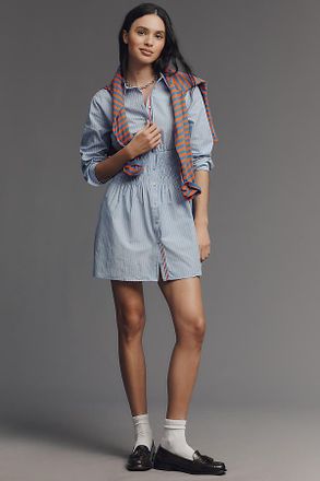 Maeve Long-Sleeve Smocked Waisted Shirt Dress
