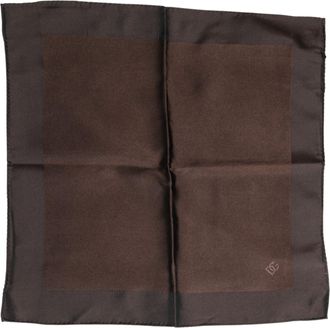 Dolce & Gabbana Brown Logo Silk Square Handkerchief Mens Scarf